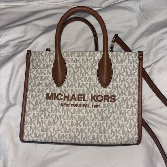 Michael Kors Brown and Cream Logo mini tote - Picture 1 of 3